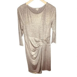 Cremieux Women's Gray, Black, & Gold Metallic Long Sleeve Midi Dress